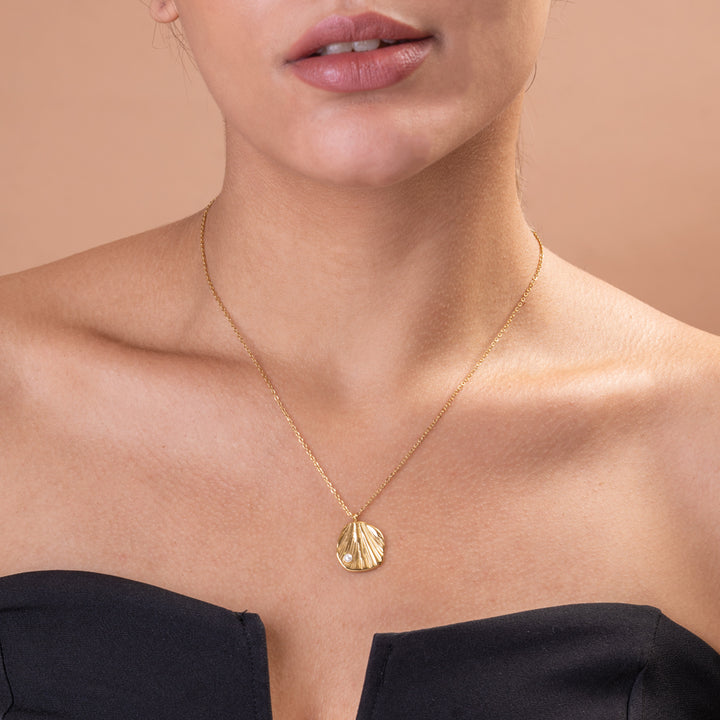 Shop Oyster With Tiny Pearl Necklace- 18k Gold Plated Palmonas-7