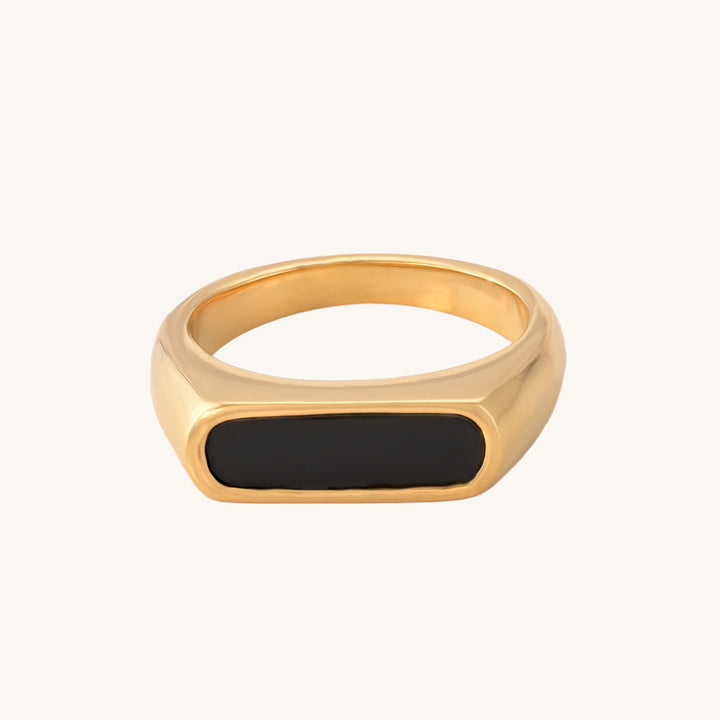 Shop Black Bar Ring- 18k Gold Plated Palmonas-5