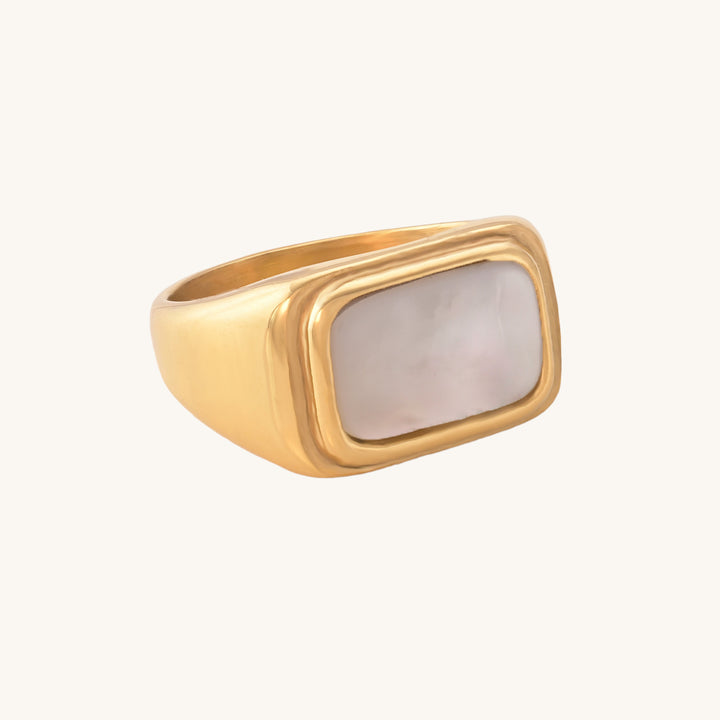 Shop White Shell Ring- 18k Gold Plated Palmonas-5