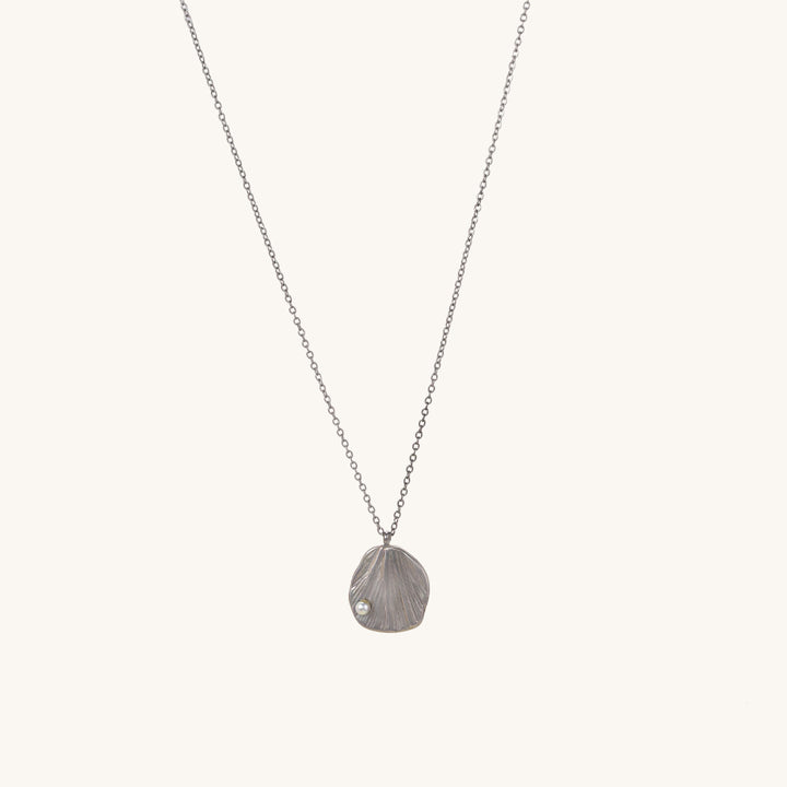 Shop Oyster With Tiny Pearl Necklace- 18k White Gold Plated Palmonas-2
