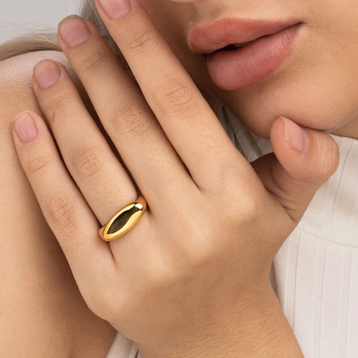 Shop Bold Oval Ring- 18k Gold Plated Palmonas-3