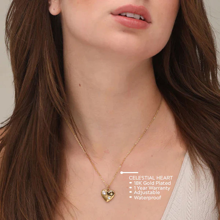 Shop Celestial Heart Necklace- 18k Gold Plated Palmonas-3