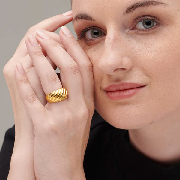 Shop Twisted Dome Ring- 18k Gold Plated Palmonas-1