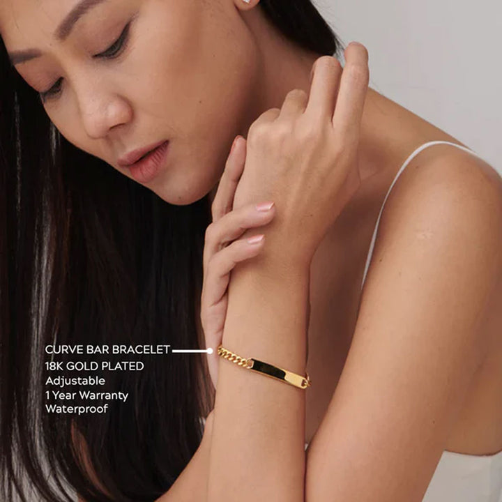 Shop Curve Bar Bracelet- 18k Gold Plated Palmonas-3