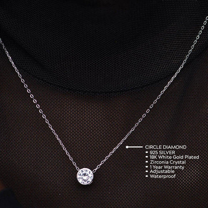 Shop Circle Diamond Necklace- 925 Silver Hallmarked Palmonas-3