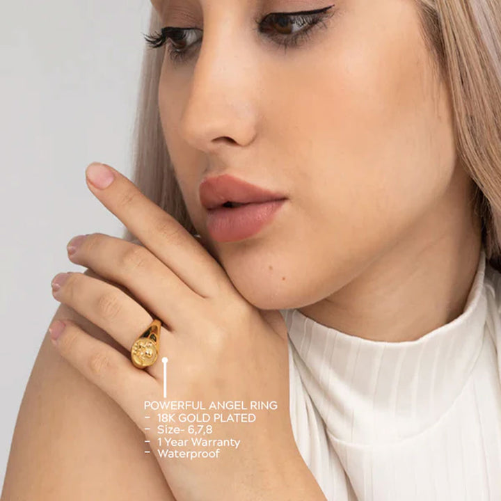 Shop Powerful Angel Ring- 18k Gold Plated Palmonas-2