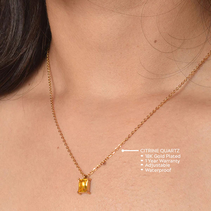 Shop Citrine Quartz Necklace- 18k Gold Plated Palmonas-3