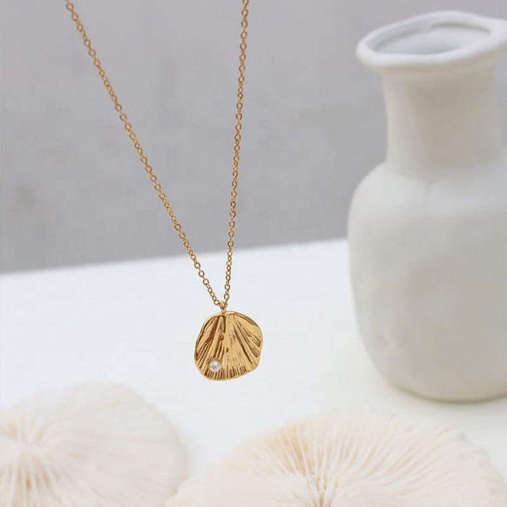 Shop Oyster With Tiny Pearl Necklace- 18k Gold Plated Palmonas-5