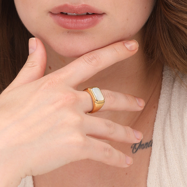 Shop White Shell Ring- 18k Gold Plated Palmonas-4
