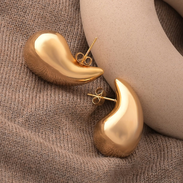 Delicate Golden Tear Drop Stud Earrings