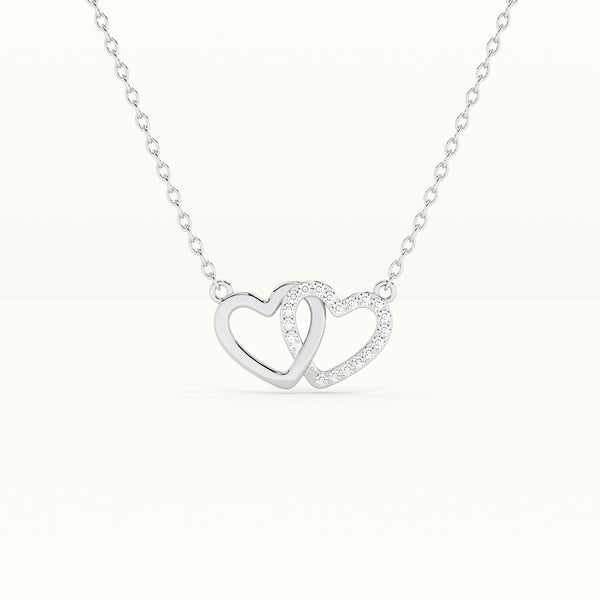 Linked Heart 925 Sterling Silver Necklace
