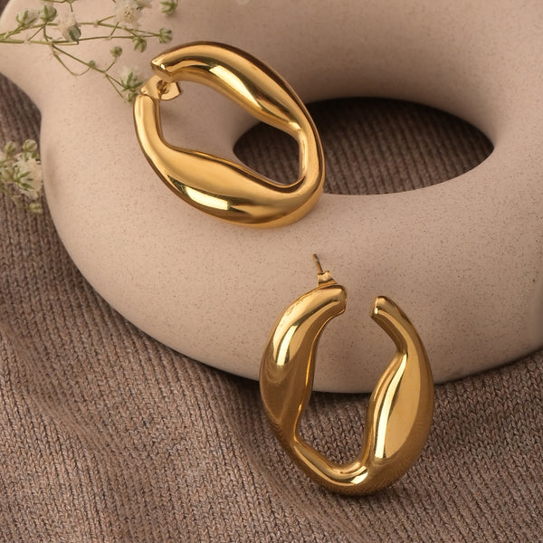 Shop Chunky Golden Wavy Hoop Earrings Palmonas-1