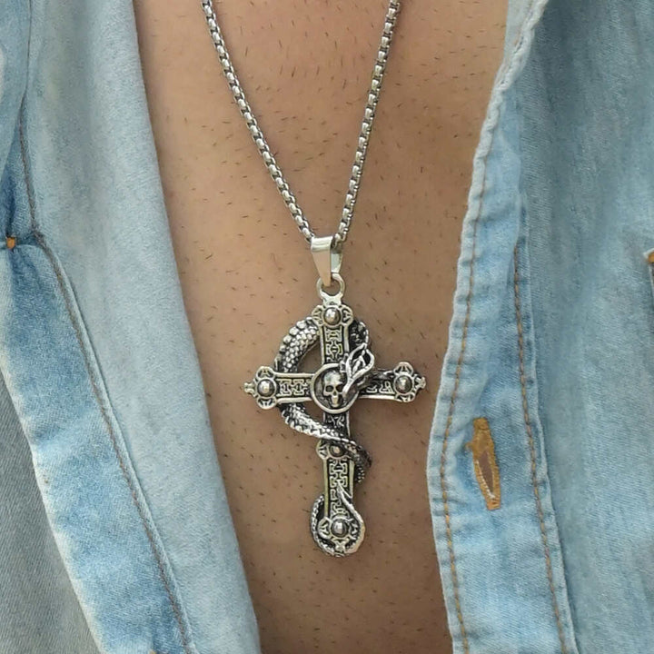 Serpent Cross Necklace from Palmonas