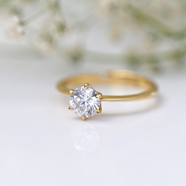 Shop Celestial Solitaire Diamond Ring | 18K Gold Vermeil Palmonas-5