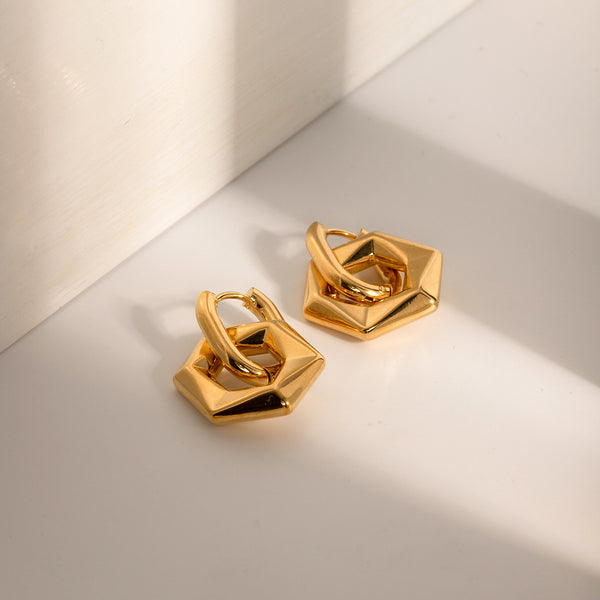 Golden Hexagon Earrings