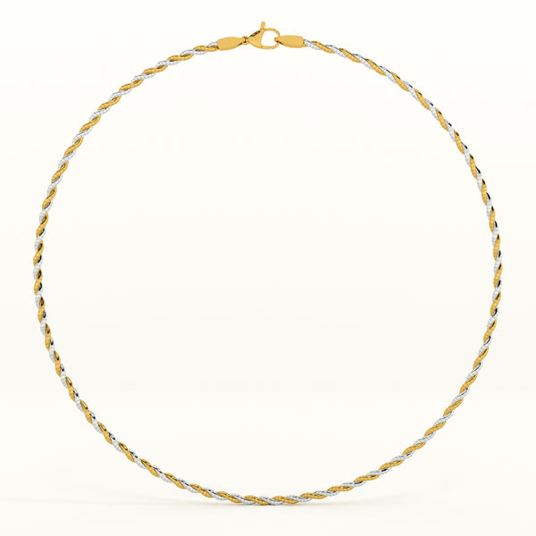 Two-Tone Twisted 925 Sterling Silver Necklace