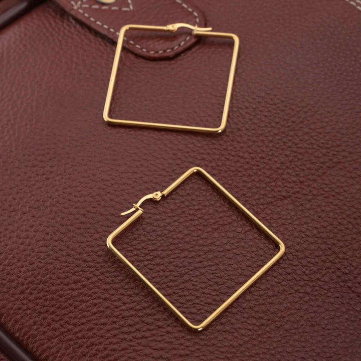 Golden Square Hoops from Palmonas