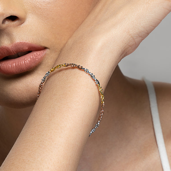 Twisted Triple Tone Bangle Bracelet