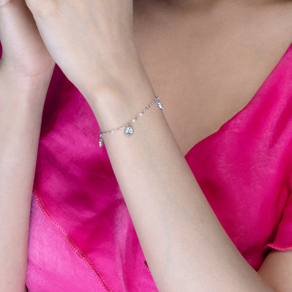 Multi Charm Silver Chain Bracelet