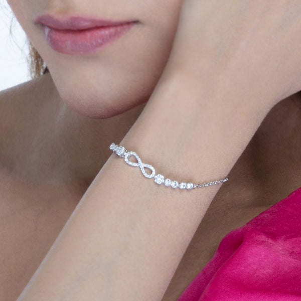 Infinity Beads Silver Chain Bracelet
