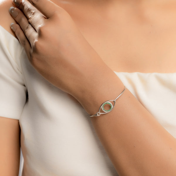 Evil Eye Silver Non-Adjustable Bangle Bracelet