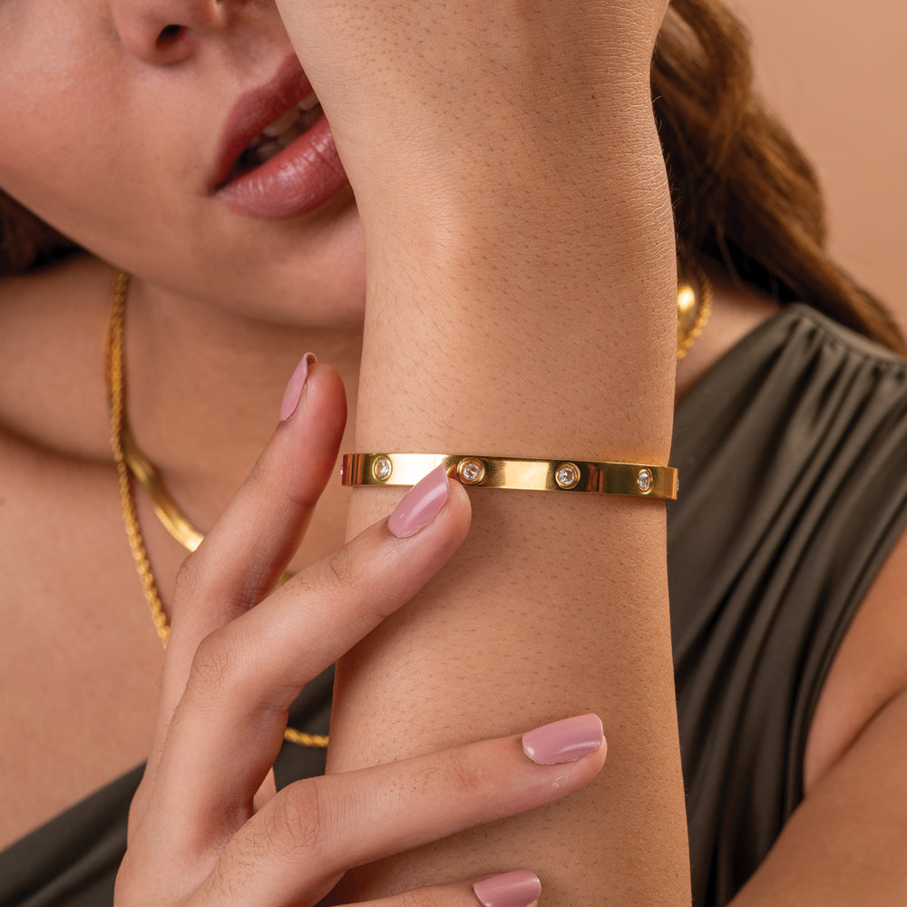 Cartier Rose Gold Half Diamond & Pink Sapphire Love Bracelet Size 19  N6705919 | Rich Diamonds