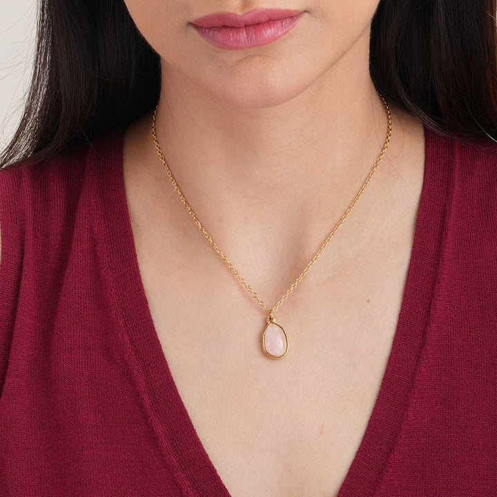 Shop Pink Quartz Necklace- 18k Gold Plated Palmonas-6