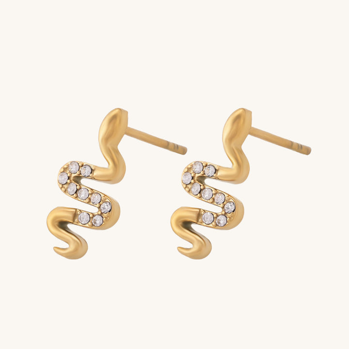 Shop Snake Charm Stud Earrings- 18k Gold Plated Palmonas-3