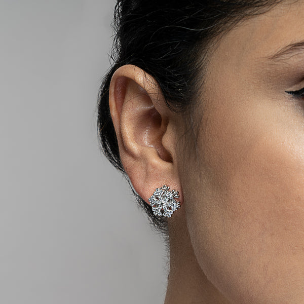 Rotatory Snowflake Silver Stud Earrings