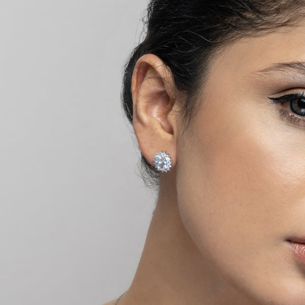Gleaming Sunflower Silver Stud Earrings
