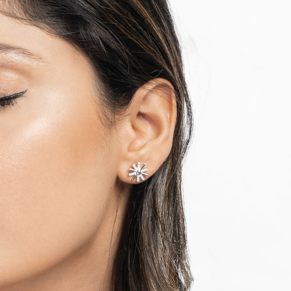 Flake Silver Stud Earrings
