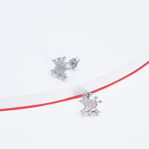 Crown Silver Stud Earrings