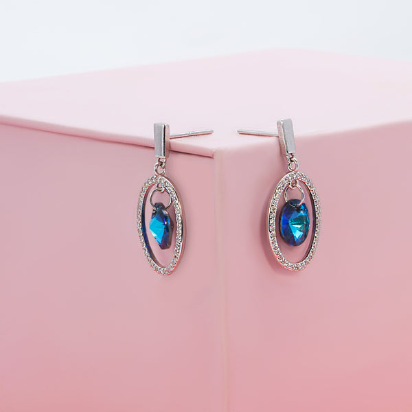 Dangling Sapphire Silver Drop Earrings
