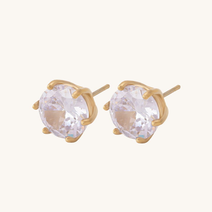 Shop Diamond Halo Stud Earrings | 18k Gold Plated Palmonas-3