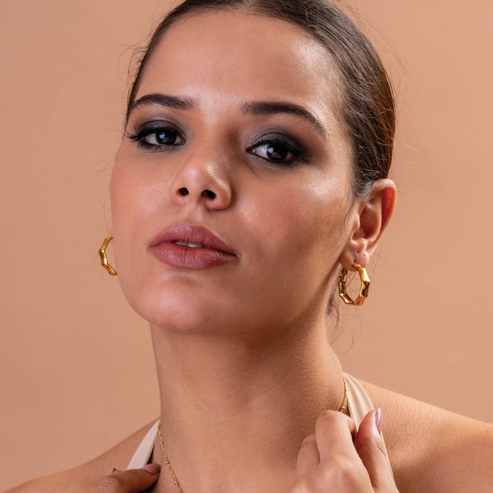 Shop Octagon Hoop Earrings | 18k Gold Plated Palmonas-7