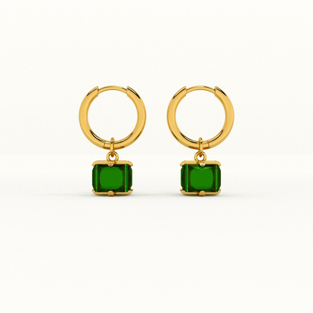Emerald Hoop Earrings