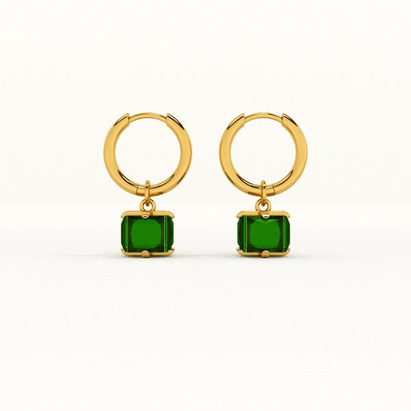 Emerald Hoop Earrings