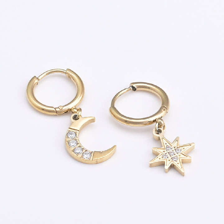 Shop Studded Star Moon Hoop Earrings Palmonas-2