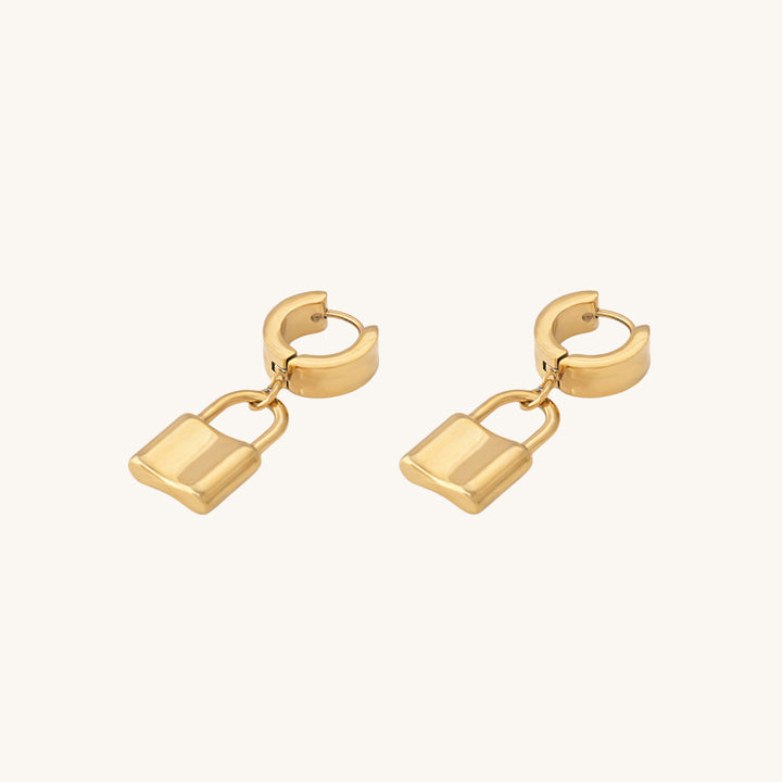 Shop Lock Charm Hoop Earrings- 18k Gold Plated Palmonas-3