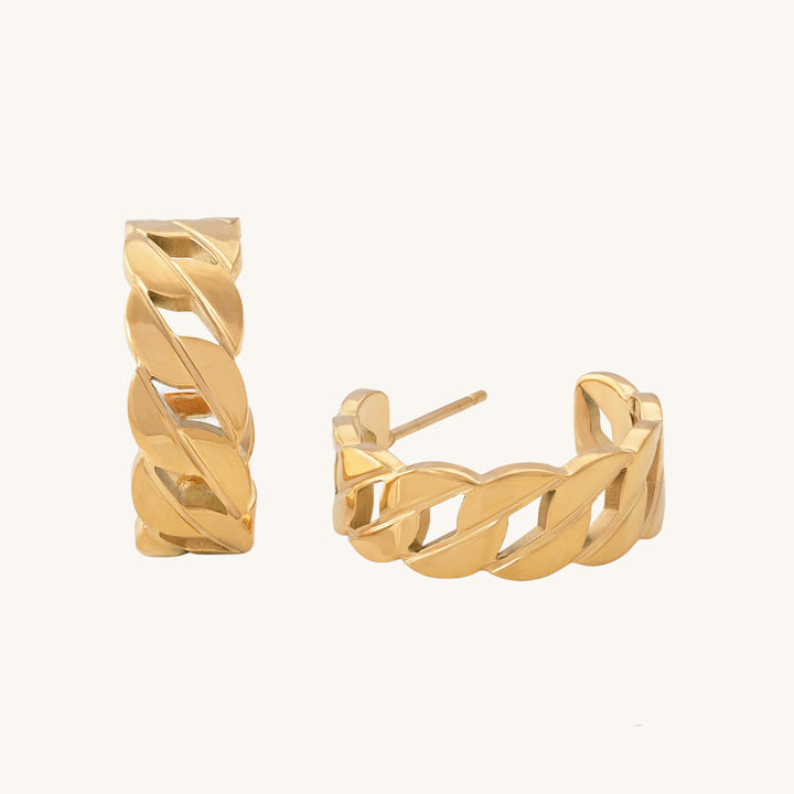 Shop Chain Affair Hoop Earrings- 18k Gold Plated Palmonas-7