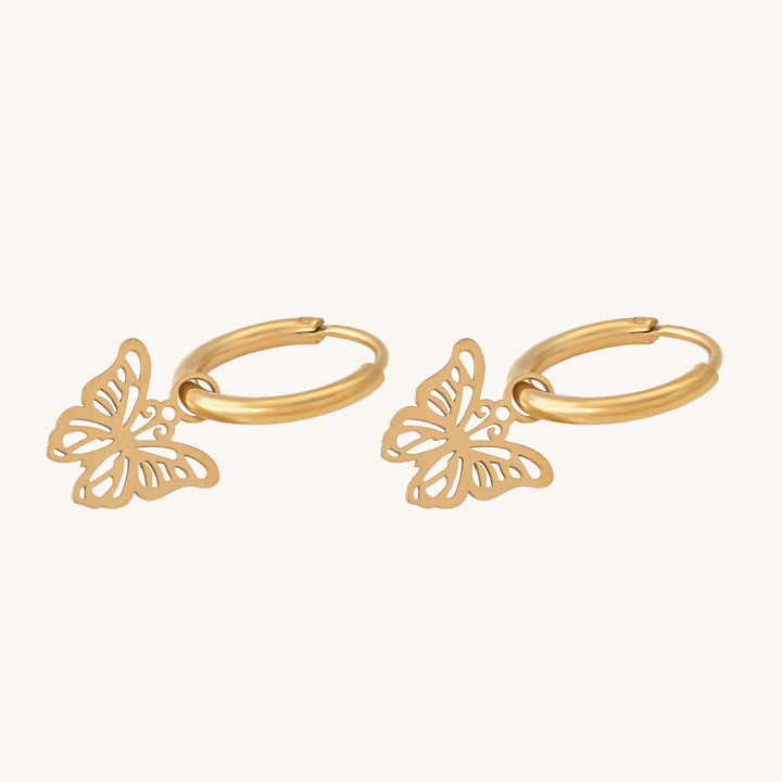 Shop Sylvia Butterfly Hoop Earrings- 18k Gold Plated Palmonas-3