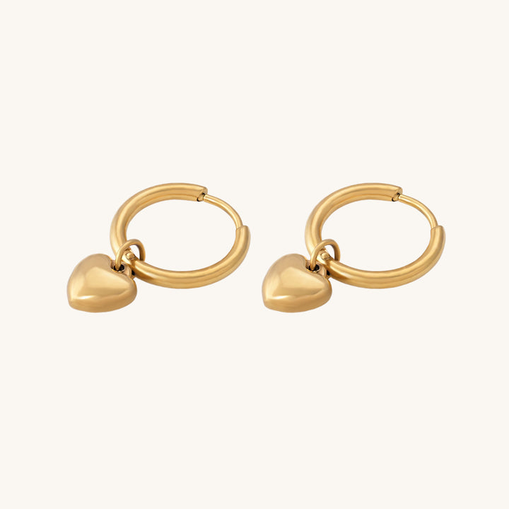 Shop Small Heart Hoop Earrings- 18k Gold Plated Palmonas-3