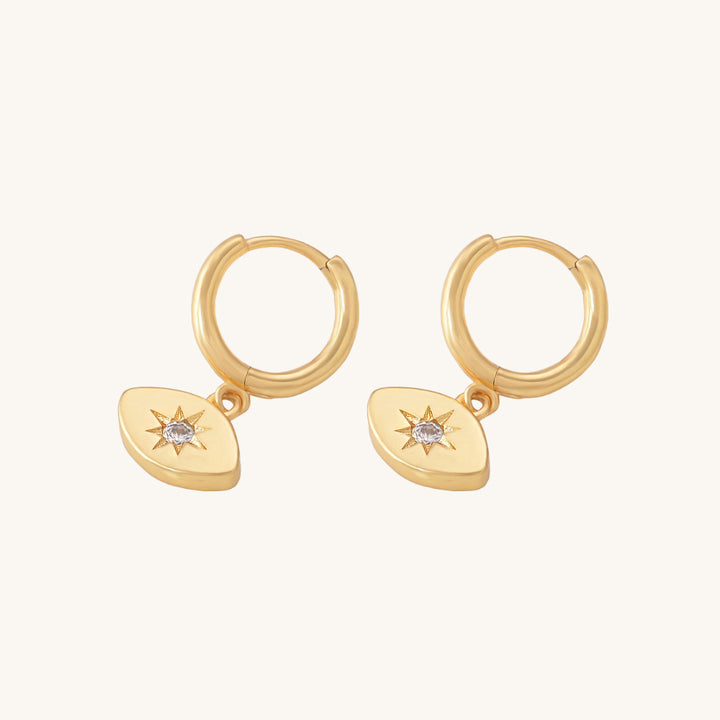 Shop Medium Iris Star Hoop Earrings- 18k Gold Plated Palmonas-3