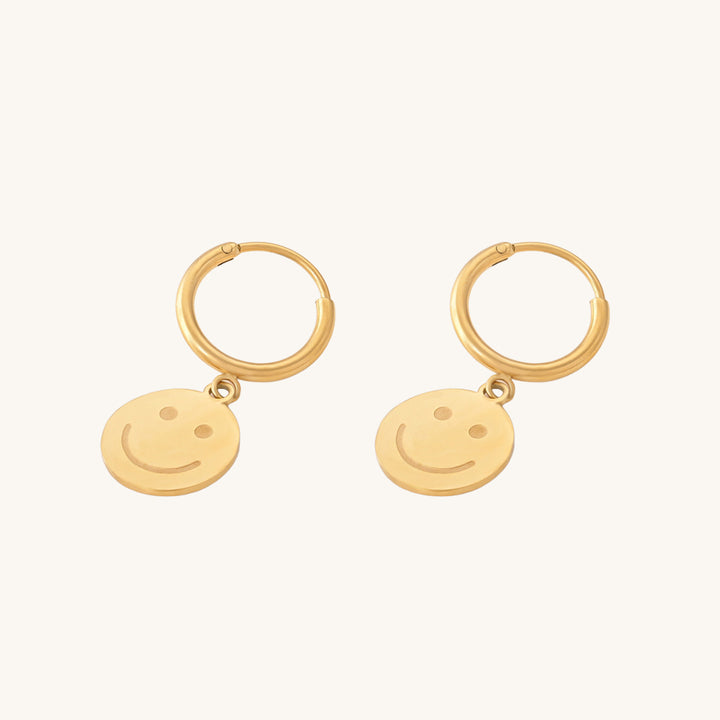Shop Smiley Face Hoop Earrings- 18k Gold Plated Palmonas-3
