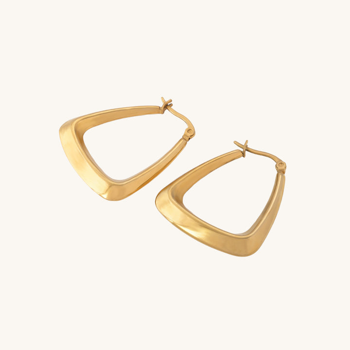 Shop Triangle Shape Hoop Earrings- 18k Gold Plated Palmonas-3