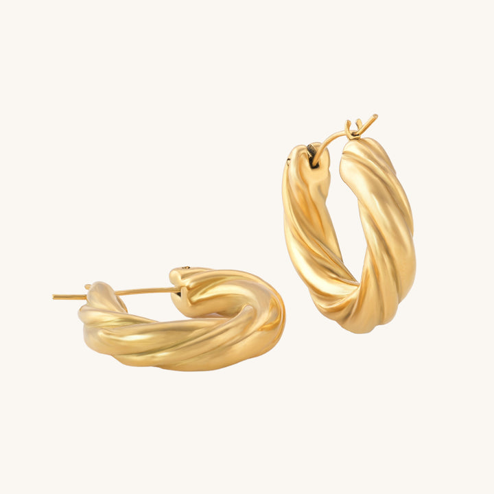 Shop Twisted Round Hoop Earrings- 18k Gold Plated Palmonas-3