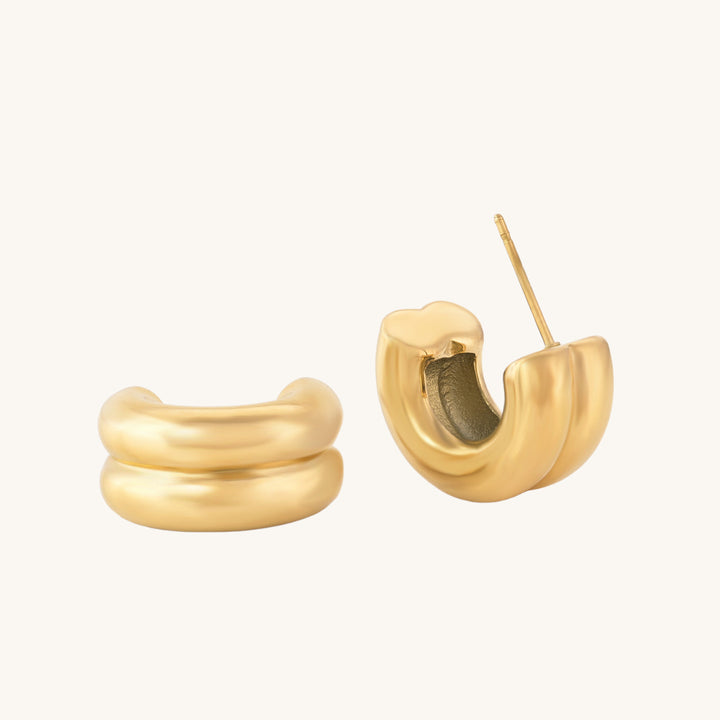Shop Plain Chunky Hoop Earrings- 18k Gold Plated Palmonas-3