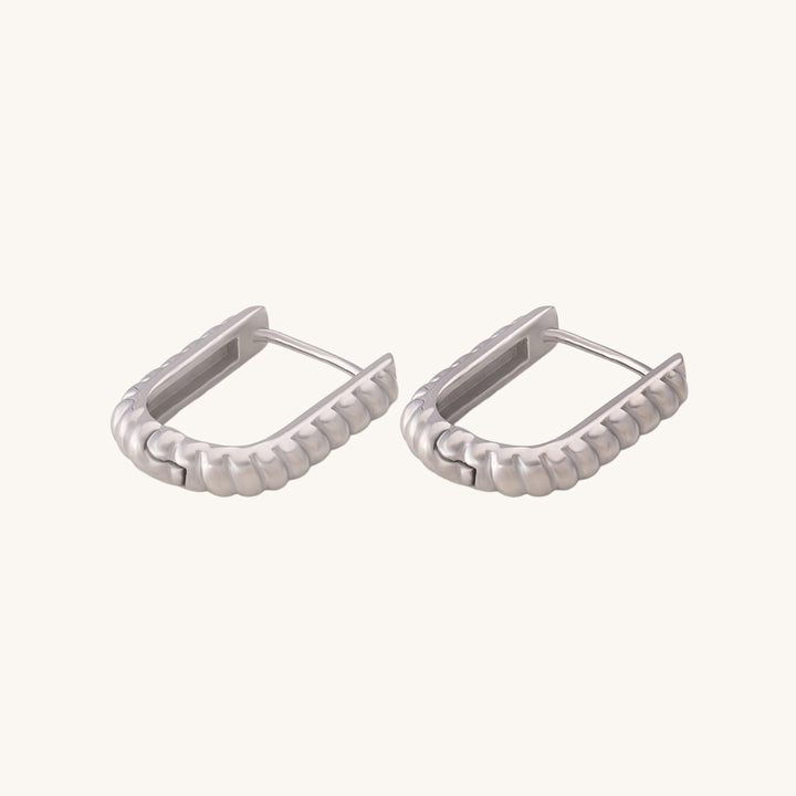 Shop U Shape Hoop Earrings- 18k White Gold Plated Palmonas-3