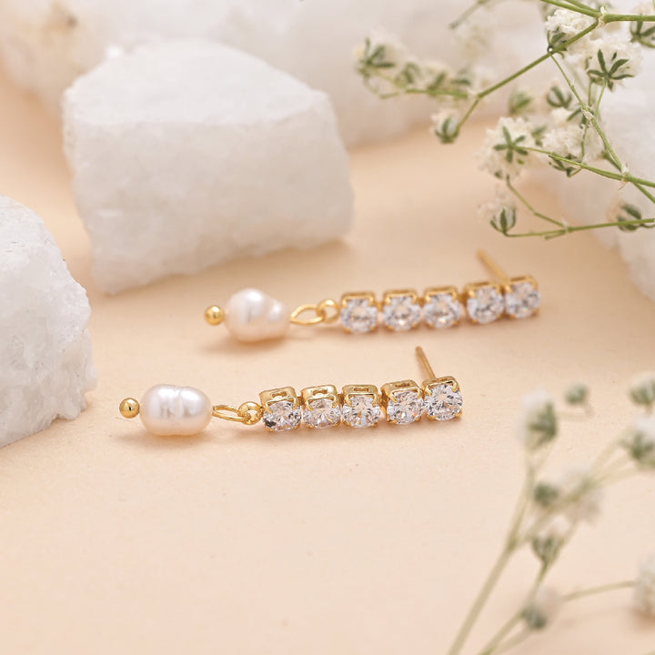 Shop Pearl Drop Diamond Earrings Palmonas-2