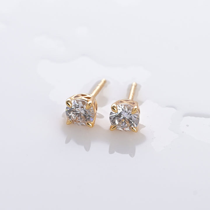 Shop Round Brilliant Cut Diamond Stud Earrings | 18k Gold Plated Palmonas-4